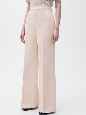 Mango High-waisted wide leg jeans Peach Size 0